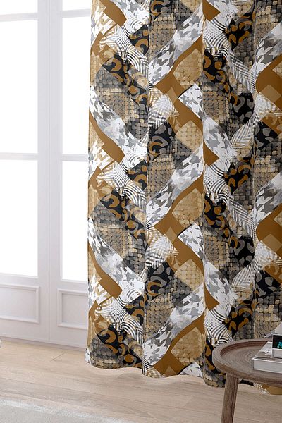 Cango Home Καφέ Λευκό Snakeskin Leopard μοτίβο ψηφιακής τυπωμένης κουρτίνας Cgh371-pr