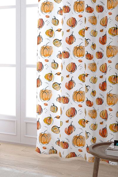 Cango Home Orange Halloween Pumpkin Patterned Digital Printed Curtain Cgh753-pr