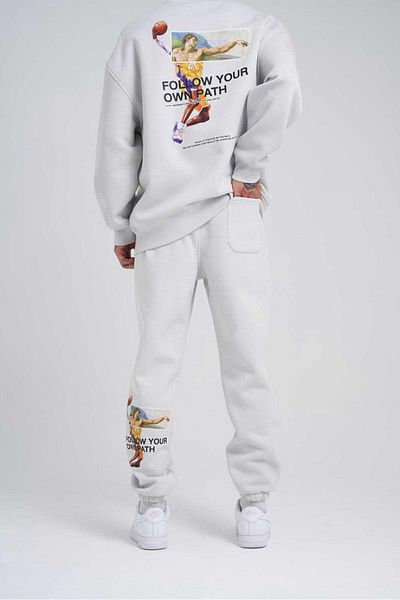 Machinist Ανδρικά Follow Your Printed Oversize Grey Sweatpants