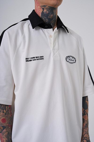 Machinist Ecru Polo Collar Oversize Raglan Men's T-Shirt