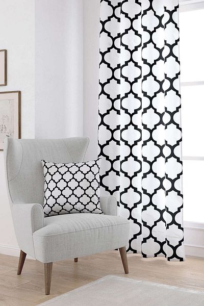 Cango Home White Black Modern Geometric Patterned Digital Printed Curtain Otyk551-pr