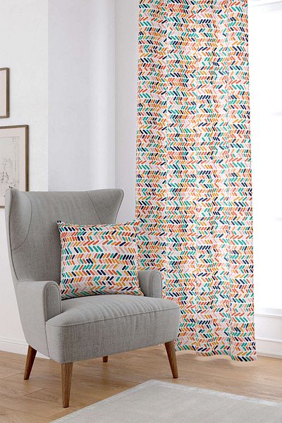Cango Home Orange Green Tropical Geometric Patterned Digital Printed Curtain Cgh1045-pr