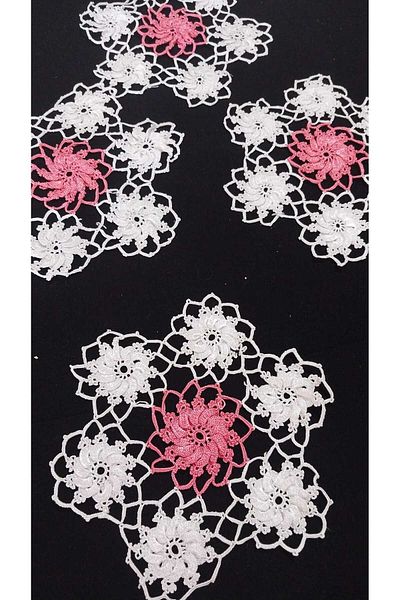 Papatyam Hand Knitted Crochet 6 Pcs Napkin Bedroom Set(18cm Diameter)/Handcrafted Lace Set/Vintage/Floche
