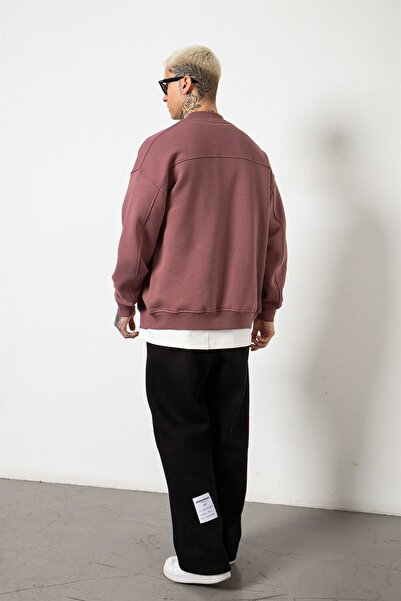 Machinist Oversize Çıtçıtlı Kolej Mont Mürdüm