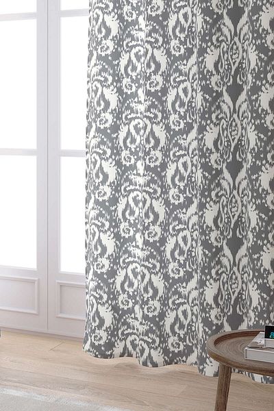 Cango Home Gray White Damask Patterned Digital Printed Curtain Cgh115-pr