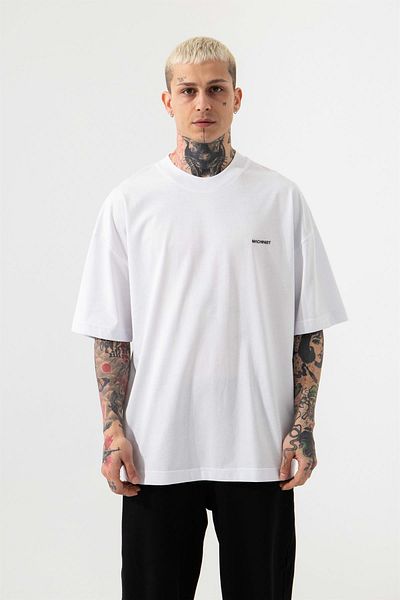 Machinist Ανδρικό Oversize Λευκό T-Shirt - Βαμβακερό Μονό Τζέρσεϊ