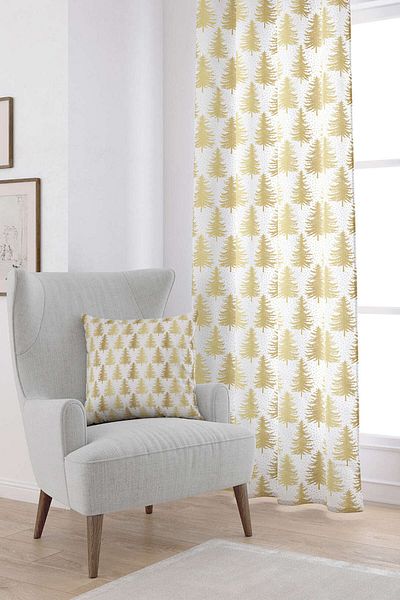 Cango Home Yellow White Christmas Themed Digital Printed Curtain Cgh790-pr