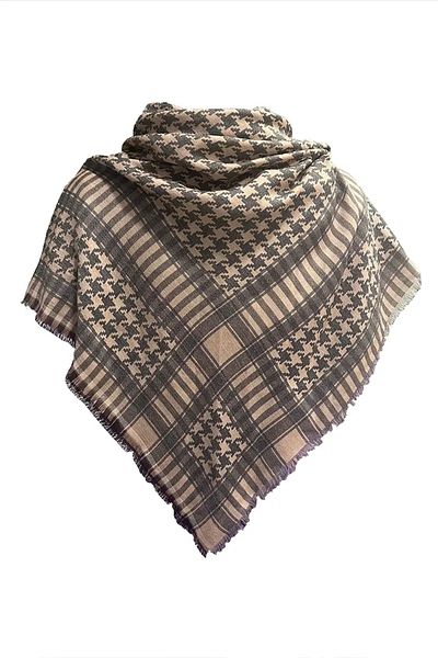 Madame Polo Βαμβακερή Unisex Daily Push Square Houndstooth Bag - Mink