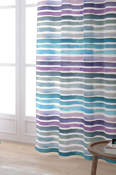 Cango Home Purple Blue Abstract Striped Digital Printed Curtain Cgh181-pr