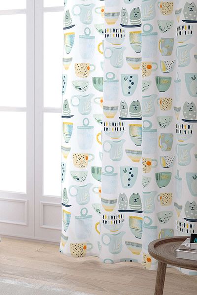 Cango Home Cortina decorativă albă verde cu model cupa imprimată digitală Cgh615-pr