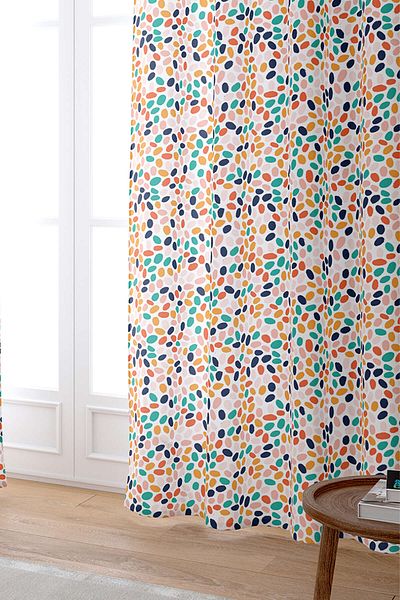 Cango Home Orange Green Tropical Geometric Patterned Digital Printed Curtain Cgh1046-pr