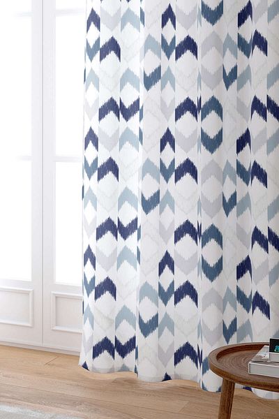 Cango Home Cortina cu imprimare digitală geometrică albastru alb Cgh341-pr