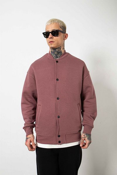 Machinist Oversize Snap Fastener College Παλτό Plum