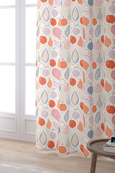 Cango Home Orange Cream Fruit Patterned Digital Printed Curtain Cgh580-pr