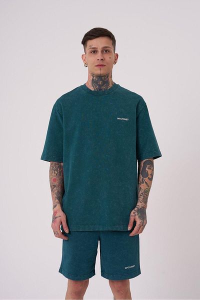 Machinist Ανδρικό μπλουζάκι Luxury Washed Basic Relaxed Petrol Green Cloudy