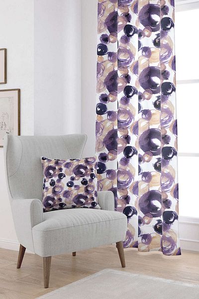 Cango Home Purple White Geometric Abstract Digital Printed Curtain Cgh234-pr
