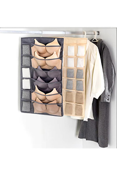 ADARYA HOME Multi-Purpose Organizer with Double Sided Hanger (12 and 18 Eyes) (Grey)