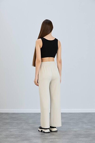 Store Modal Fabric Beige Wide Leg Palazzo Tracksuit