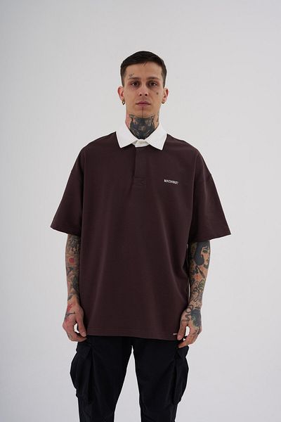 Machinist Ανδρικό μπλουζάκι Basic Oversize καφέ εκρού με λαιμόκοψη