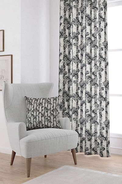 Cango Home Μαύρη κρέμα Damask μοτίβο ψηφιακής τυπωμένης κουρτίνας Cgh099-pr