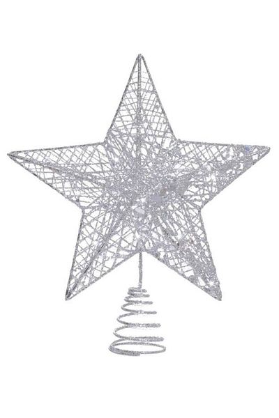 kidspartim Μεταλλικό Ασημένιο Κορώνα Πεύκου 27 cm - Αστέρι με Ασημί και Φιόγκο