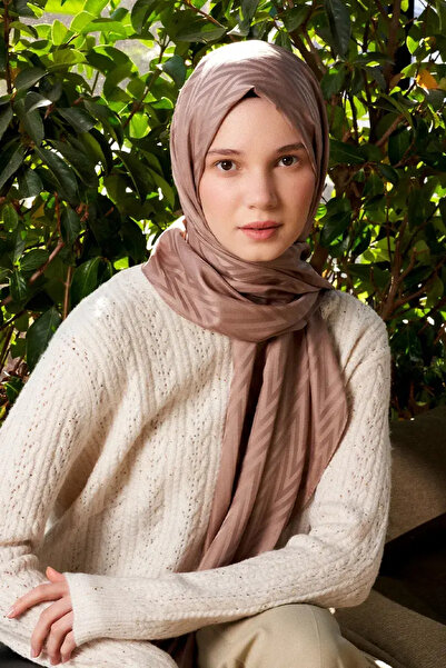 Madame Polo Mink Zigzag Patterned Silky Jacquard Lisa Shawl