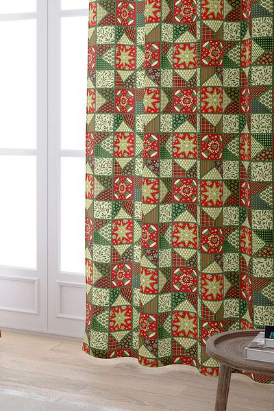 Cango Home Red Green Christmas Themed Digital Printed Curtain Cgh805-pr