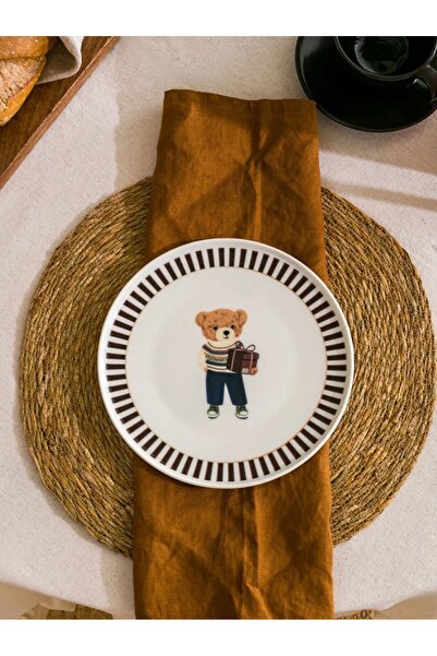 LC Waikiki LCW HOME Karışık Baskılı Ayı Teddy Baskılı Porselen Tabak 21 Cm