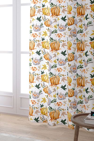Cango Home Orange Halloween Pumpkin Patterned Digital Printed Curtain Cgh767-pr