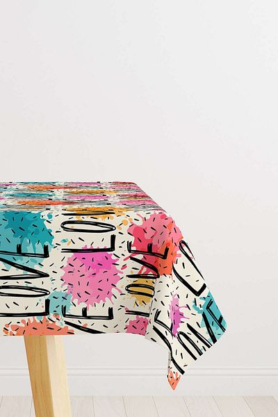 Cango Home Alb Multicolor Love Written Table Shirt Cgh068-ms