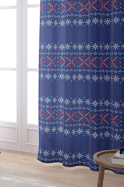 Cango Home Red Blue Christmas Themed Digital Printed Curtain Cgh838-pr
