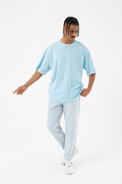 Machinist Ανδρικό μπλουζάκι Flamlı Basic oversized Baby Blue