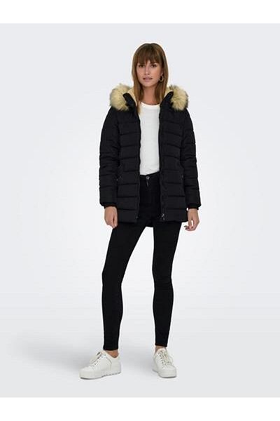 Only Carmakoma ONLNEWCAMILLA QUILT FUR HOOD COAT CC OTW NEGRU