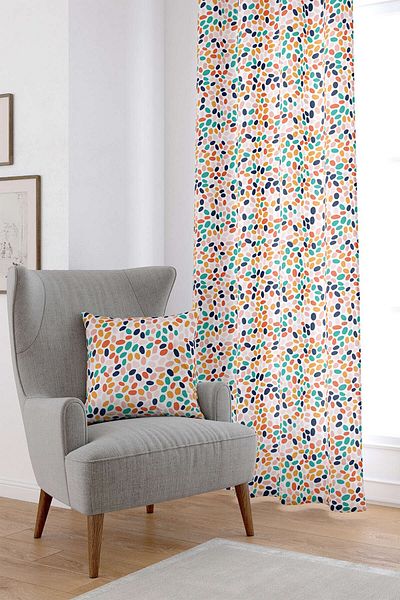 Cango Home Orange Green Tropical Geometric Patterned Digital Printed Curtain Cgh1046-pr