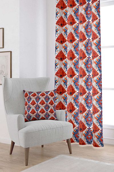 Cango Home Red Blue Ethnic Decorative Digital Printed Curtain Cgh184-pr