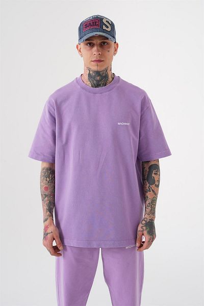 Machinist Tricou de lux spălat și relaxat liliac pentru bărbați