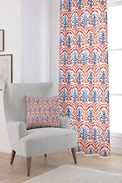 Cango Home Red Blue Ethnic Patterned Digital Printed Curtain Cgh253-pr