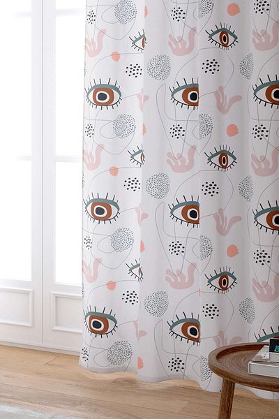 Cango Home White Eye Patterned Digital Printed Curtain Cgh248-pr