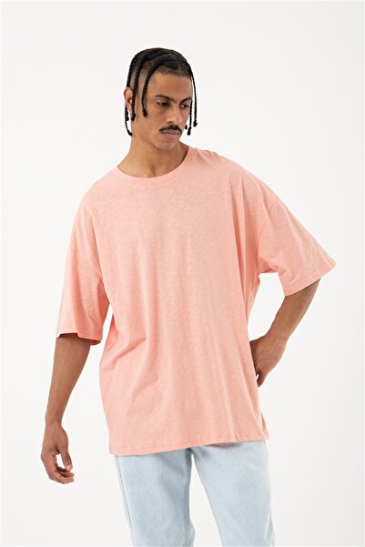 Machinist Men's Flaming Basic Oversize Salmon T-shirt