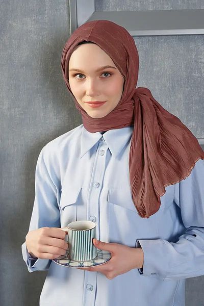 Madame Polo Σάλι με πλισέ από μπαμπού κανέλα