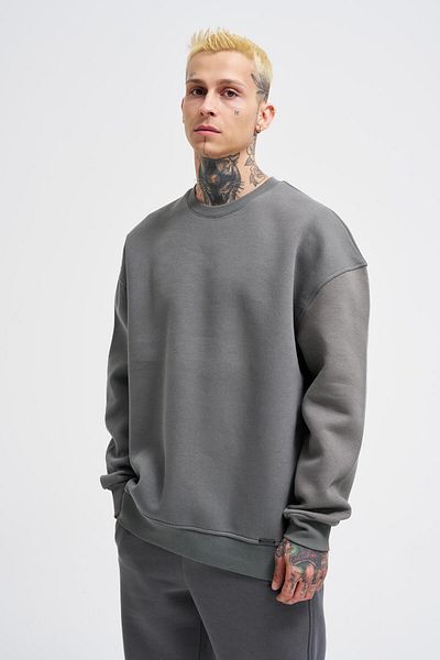 Machinist Ανδρικό φούτερ Basic Crew Neck Oversize Smoke