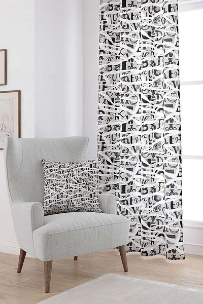 Cango Home White Black Modern Decorative Digital Printed Curtain Cgh106-pr