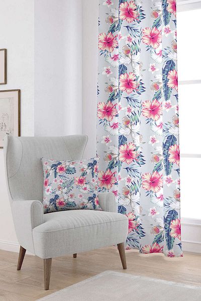 Cango Home Cortina decorativă albastră imprimată digital Otyk948-pr