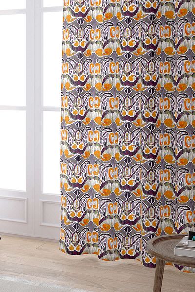 Cango Home Orange Purple Ethnic Patterned Digital Printed Curtain Cgh262-pr
