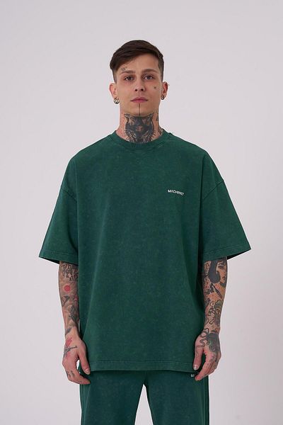Machinist Men's Luxury Washed Basic Oversize Petrol Green T-Shirt