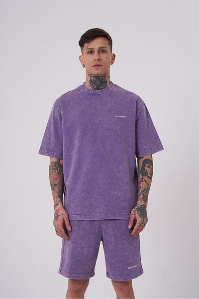 Machinist Ανδρικό μπλουζάκι Luxury Washed Basic Relaxed Purple Spotted T-shirt