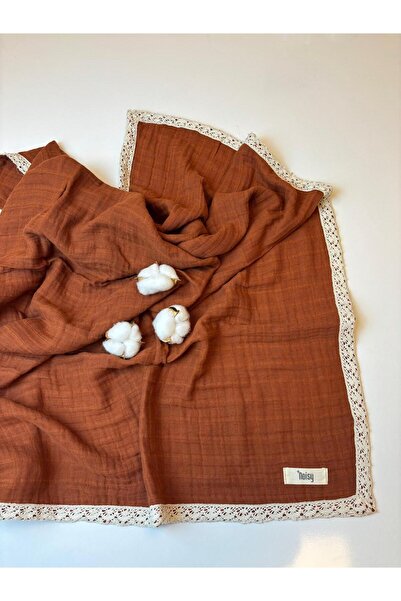 NOİSY TEKSTİL 3 Layer Tile Lace 100% Cotton Blanket & Cover 100X100Cm