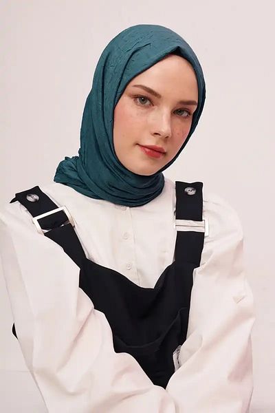 Madame Polo Şal Kraş din bambus verde petrol