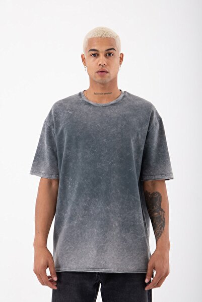 Machinist Tricou negru pentru bărbați, relaxat, cu detaliu de fante basic