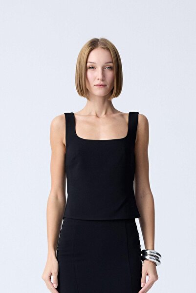 rue Μαύρη μπλούζα με τετράγωνο λαιμόκοψη